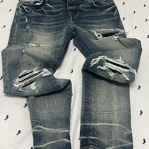 AMIRI Blue Distressed Denim Jeans